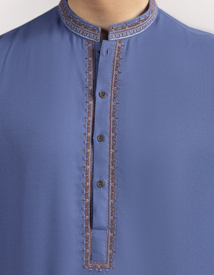 Blended Light Blue Kurta Trouser- J. Junaid Jamshed