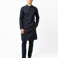 Blended Navy Blue Kurta Trouser - J. Junaid Jamshed