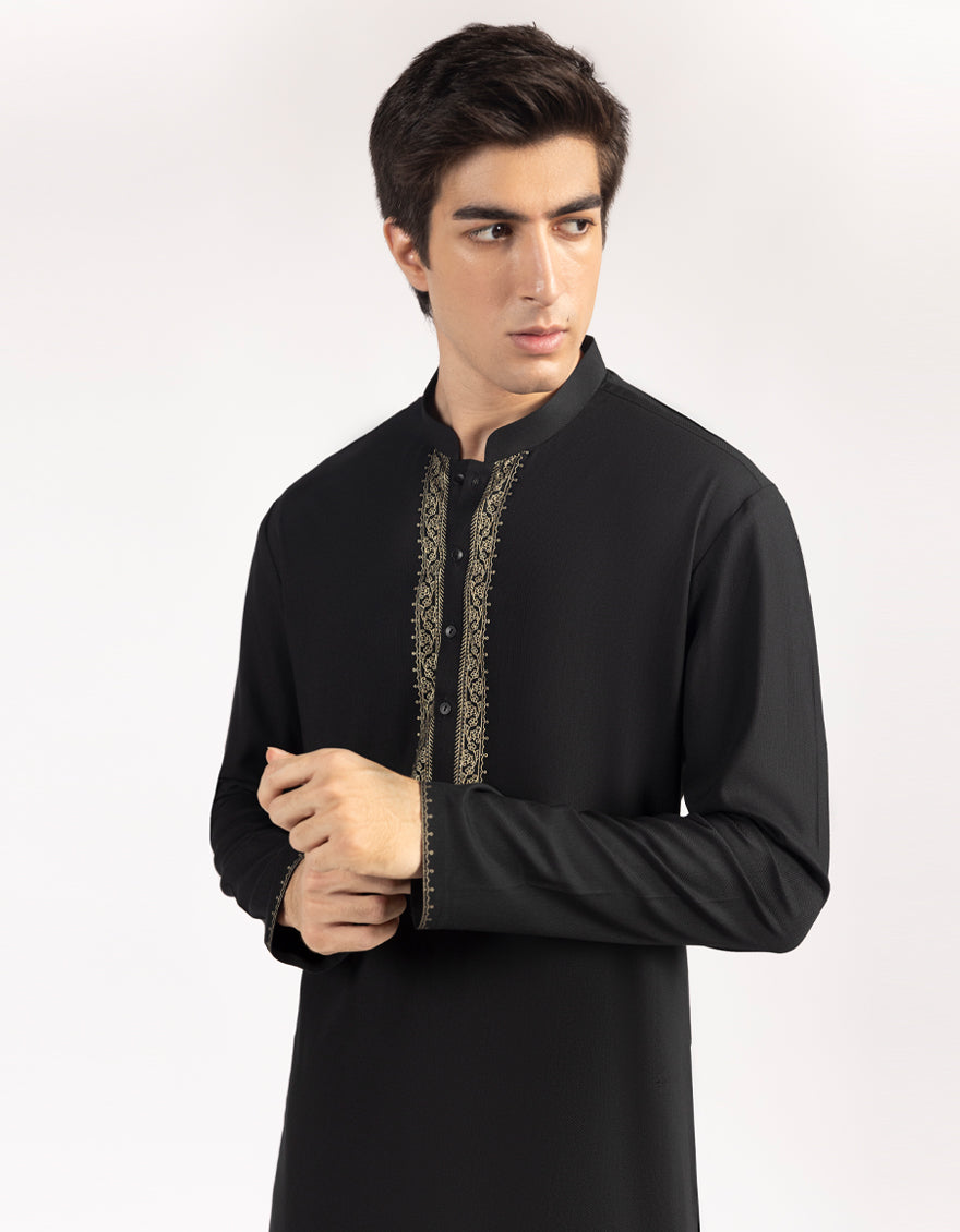 Blended Black Kurta Trouser- J. Junaid Jamshed