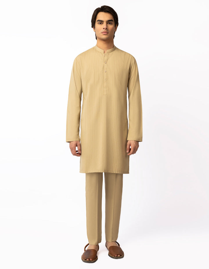 Blended Beige Kurta Trouser - J. Junaid Jamshed
