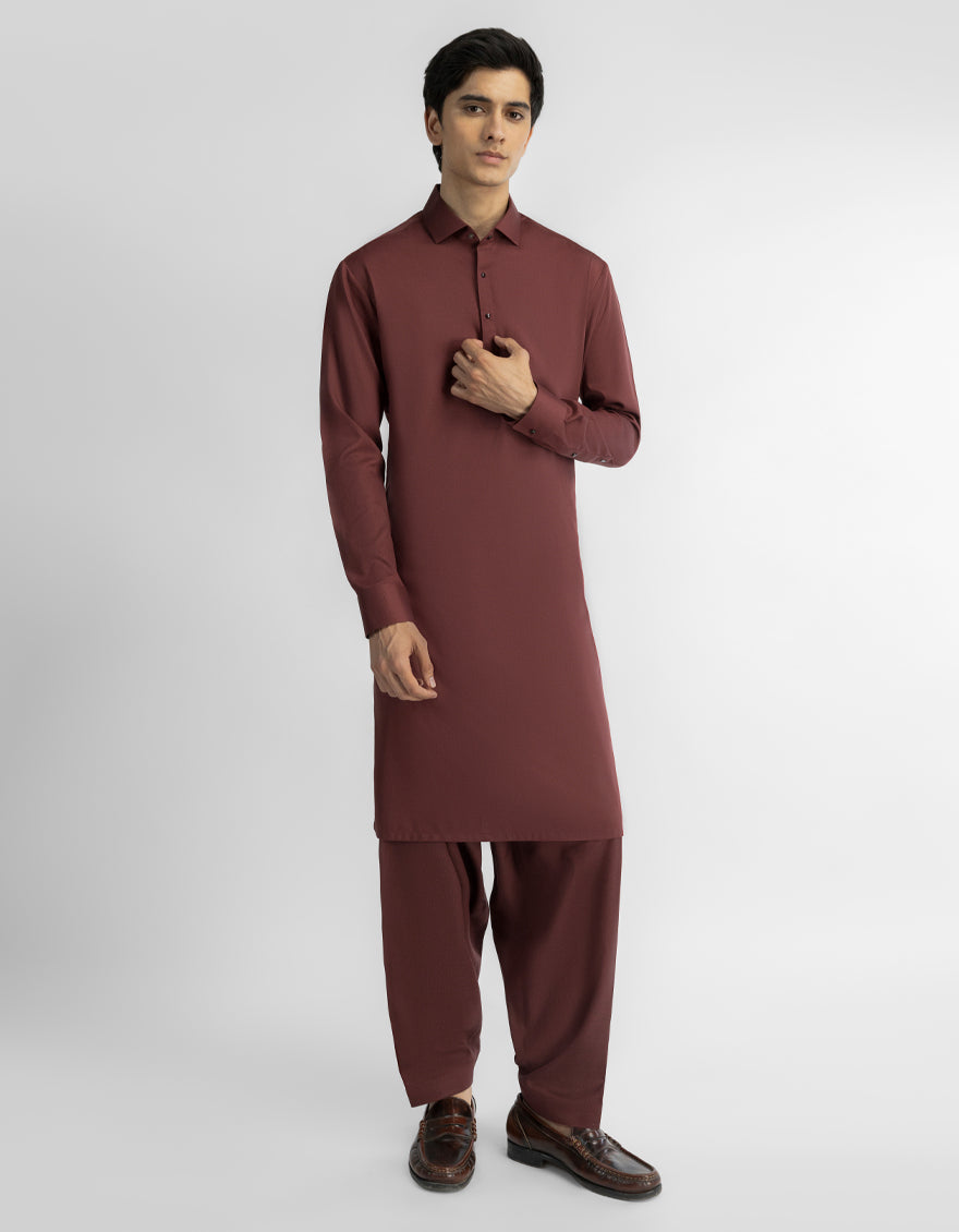 Blended Rust Shalwar Kameez - J. Junaid Jamshed