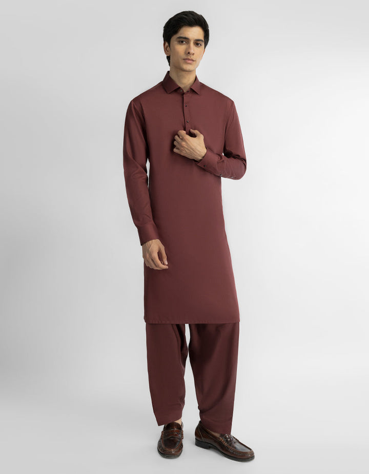 Blended Rust Shalwar Kameez - J. Junaid Jamshed