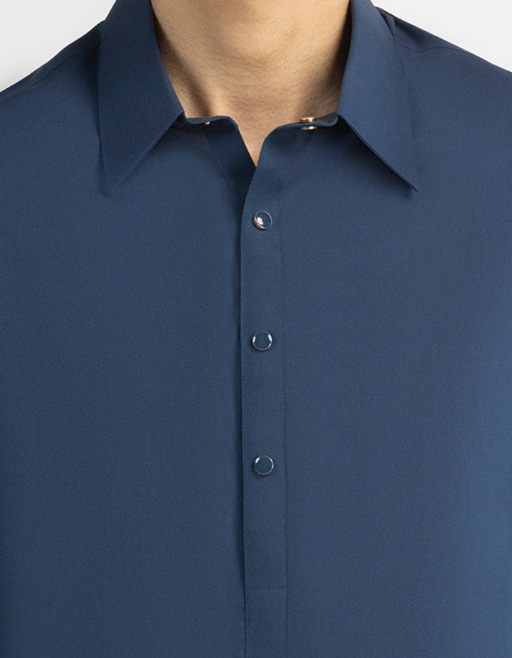Cotton Navy Blue Shalwar Kameez - J. Junaid Jamshed
