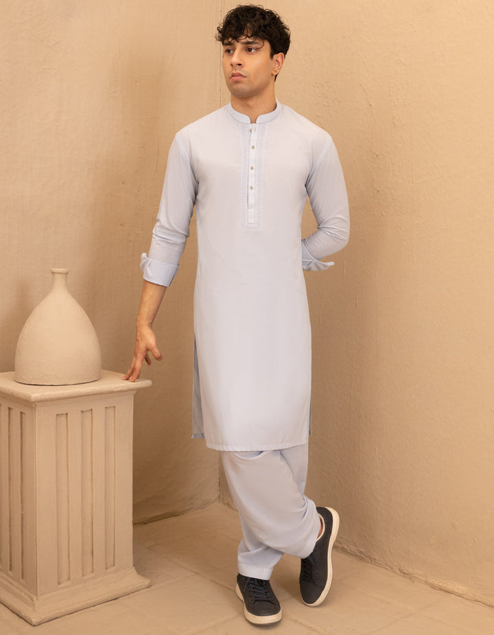 Blended Sky Blue Shalwar Kameez - J. Junaid Jamshed