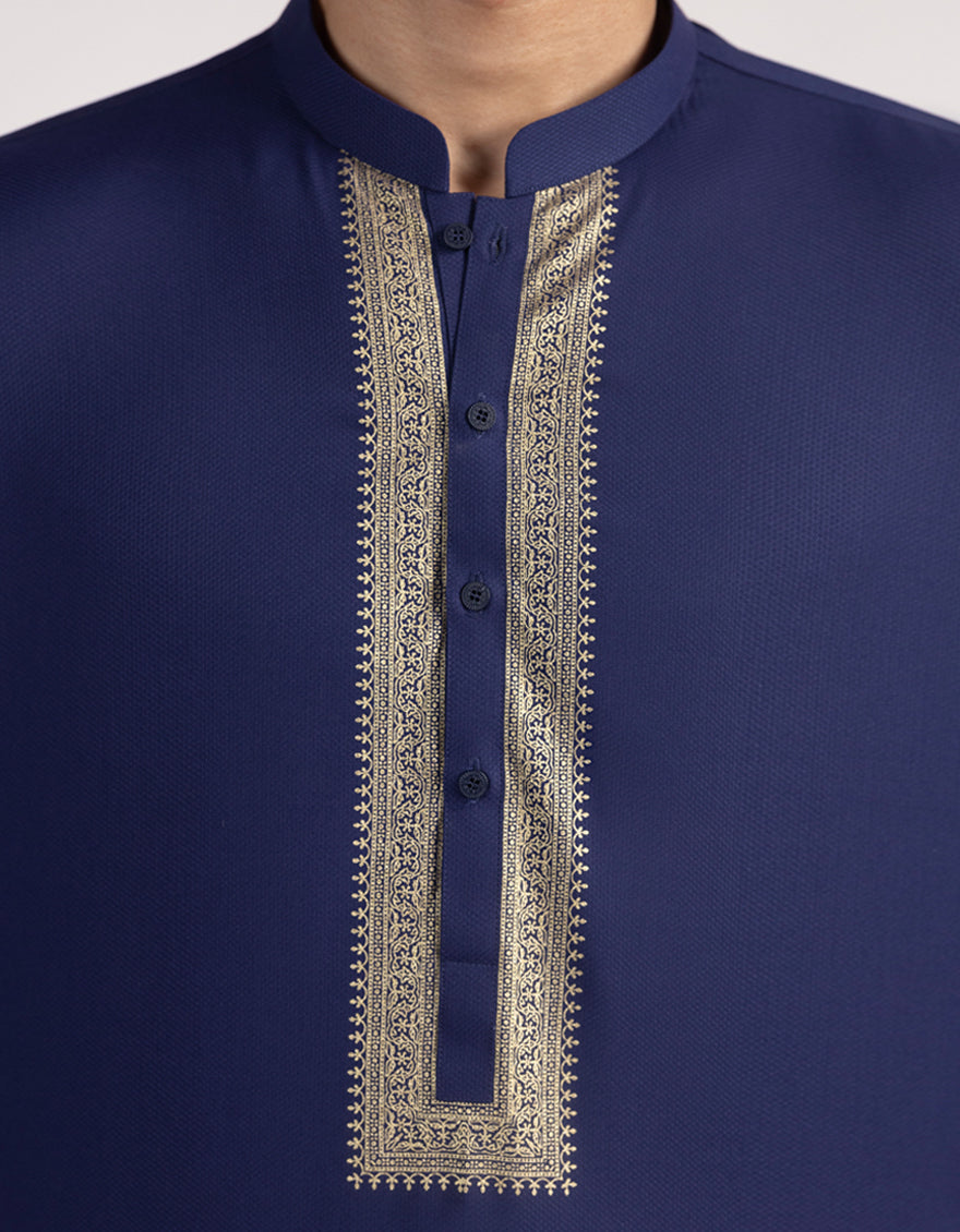 Blended Blue Kurta Trouser - J. Junaid Jamshed