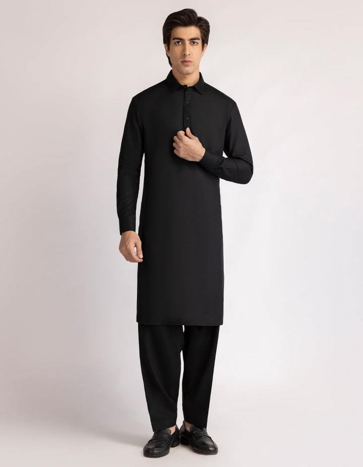 Blended Black Shalwar Kameez - J. Junaid Jamshed