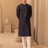 Polyester Bluish Green Special Kurta - J. Junaid Jamshed