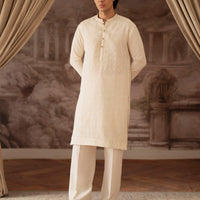 Polyester Ivory Kurta - J. Junaid Jamshed