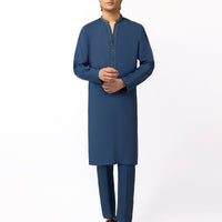 Blended Blue Kurta Trouser - J. Junaid Jamshed