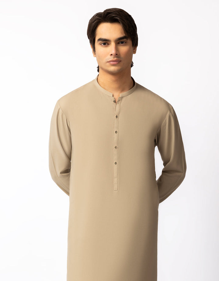 Blended Beige Shalwar Kameez - J. Junaid Jamshed