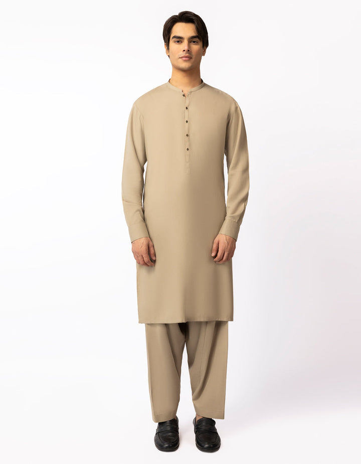 Blended Beige Shalwar Kameez - J. Junaid Jamshed