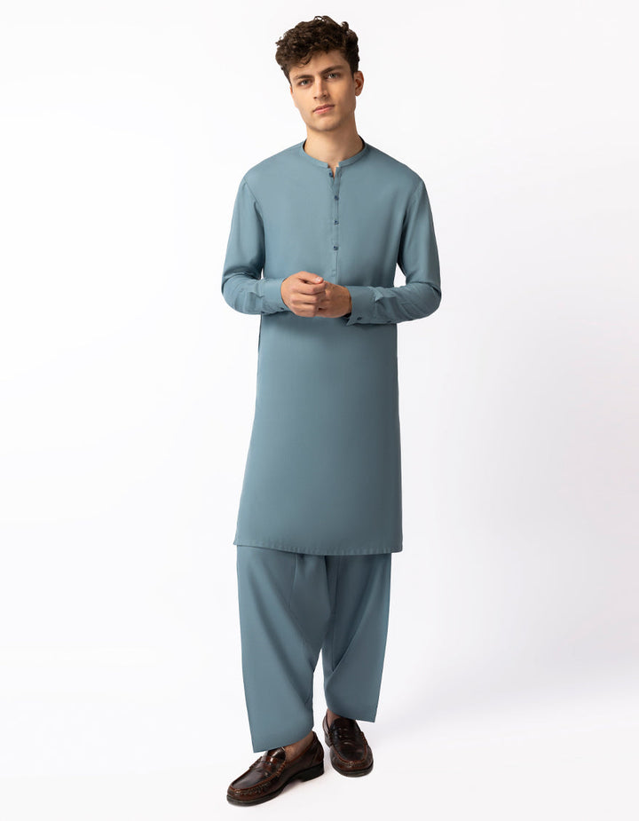 Blended Light Blue Shalwar Kameez - J. Junaid Jamshed