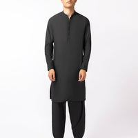 Blended Blackish Grey Shalwar Kameez - J. Junaid Jamshed