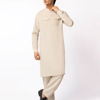 Blended Cream Kurta Trouser - J. Junaid Jamshed
