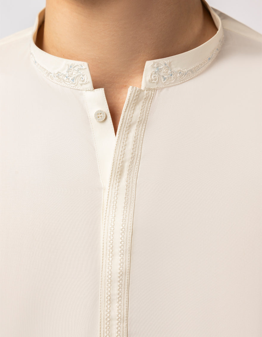Blended Cream Shalwar Kameez - J. Junaid Jamshed