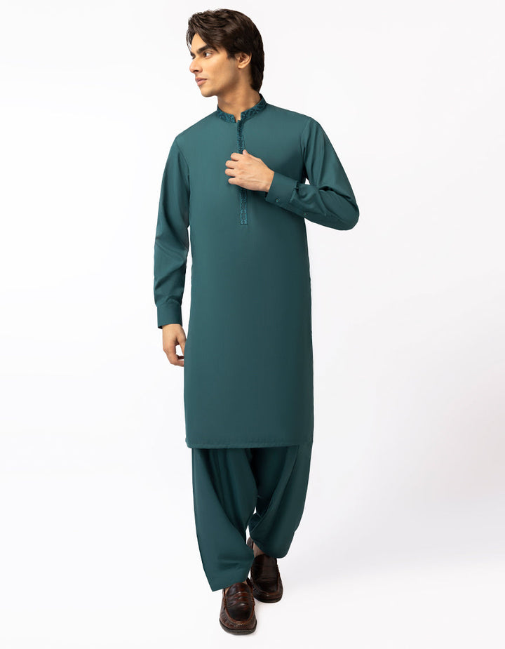 Blended Green Shalwar Kameez - J. Junaid Jamshed