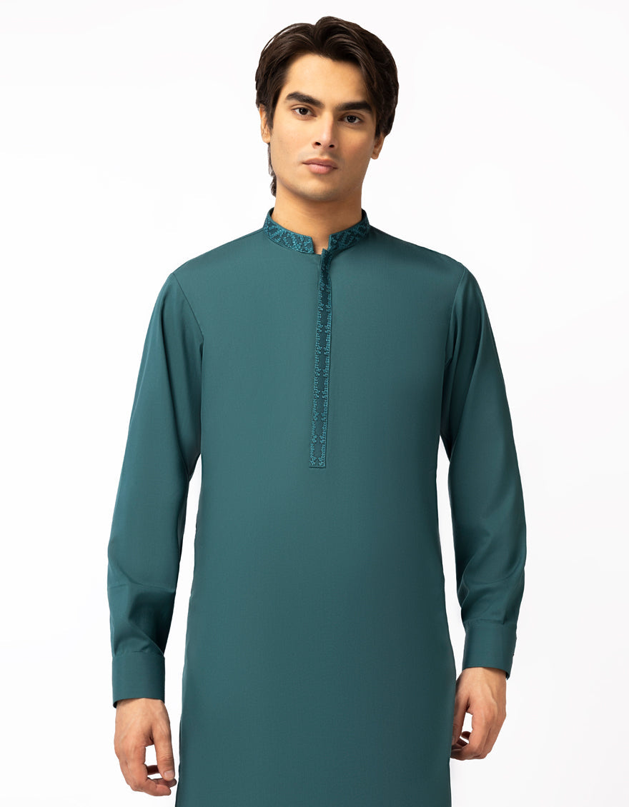 Blended Green Shalwar Kameez - J. Junaid Jamshed