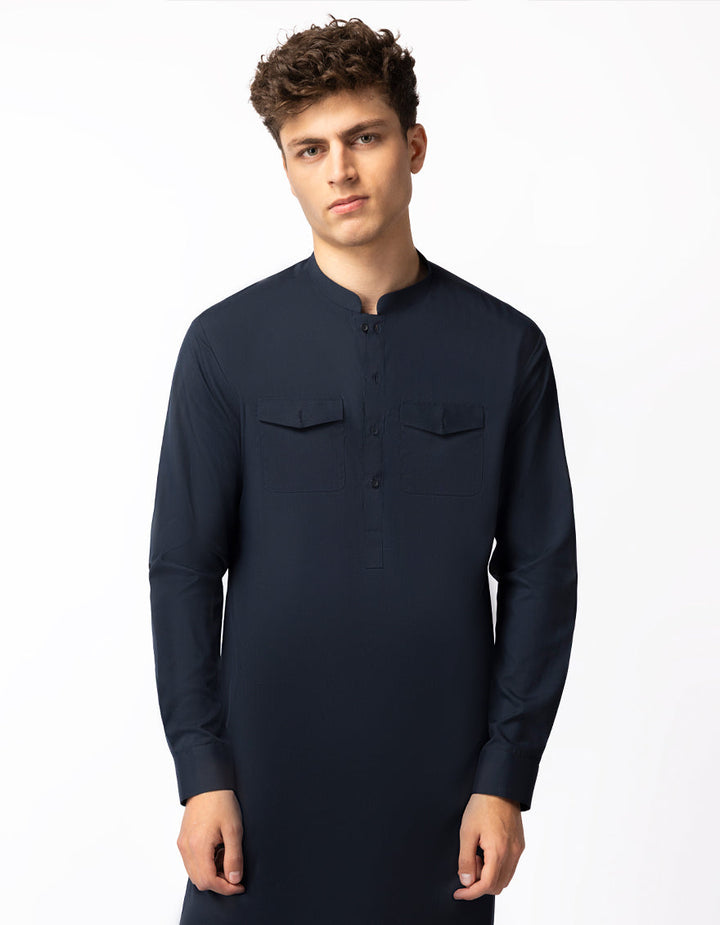 Blended Navy Blue Kurta Trouser - J. Junaid Jamshed