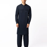 Blended Navy Blue Shalwar Kameez - J. Junaid Jamshed