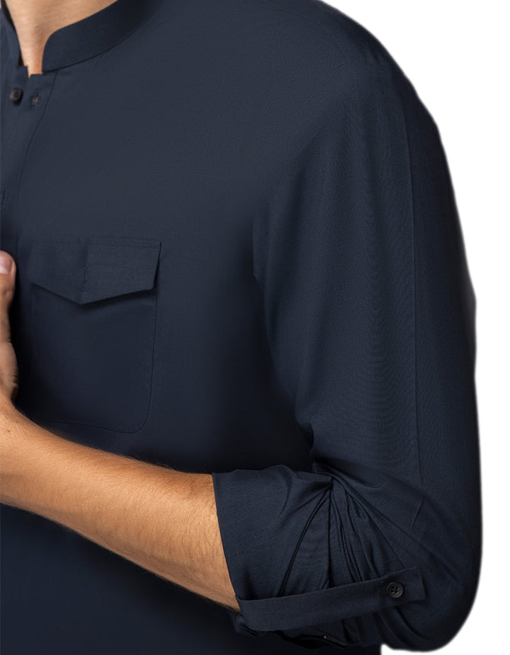 Blended Navy Blue Kurta Trouser - J. Junaid Jamshed