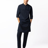 Blended Navy Blue Kurta Trouser - J. Junaid Jamshed