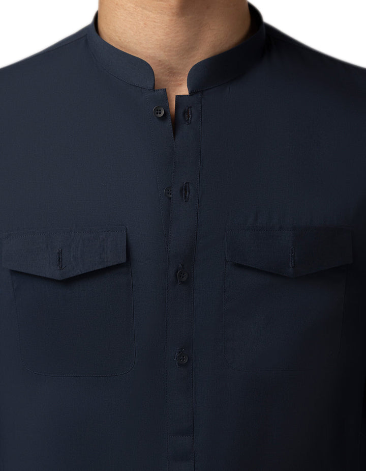 Blended Navy Blue Kurta Trouser - J. Junaid Jamshed
