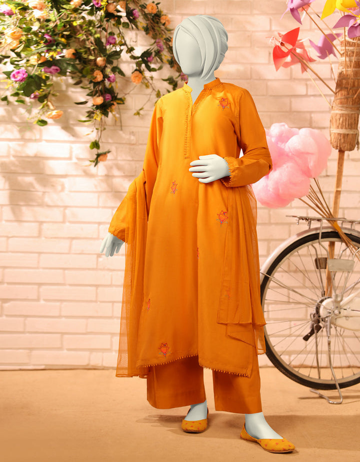 Lawn Ochre Stitched Suit - J. Junaid Jamshed