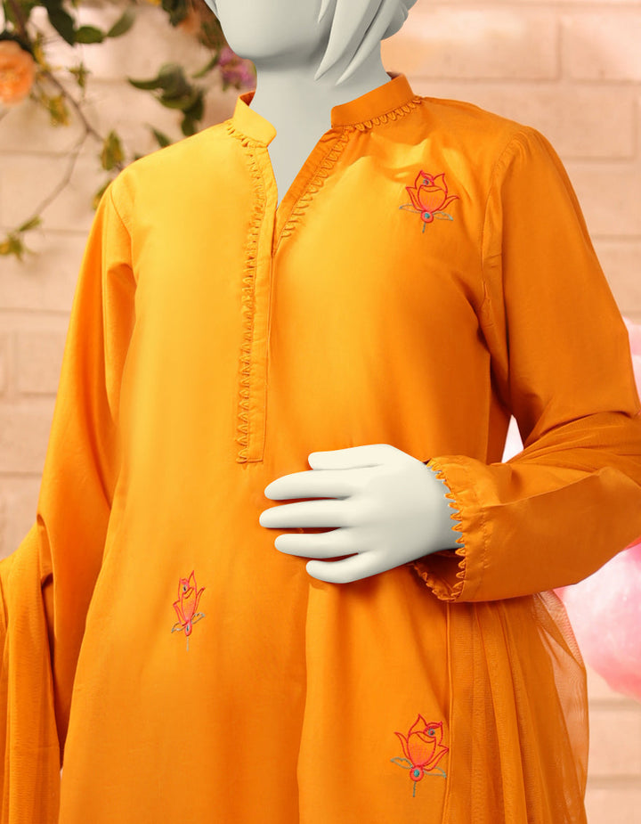 Lawn Ochre Stitched Suit - J. Junaid Jamshed