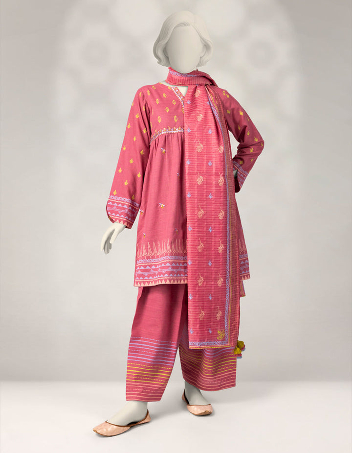 Khaddar Slub Pink Stitched Suit - J. Junaid Jamshed