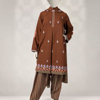 Khaddar Slub Brown Stitched Suit - J. Junaid Jamshed