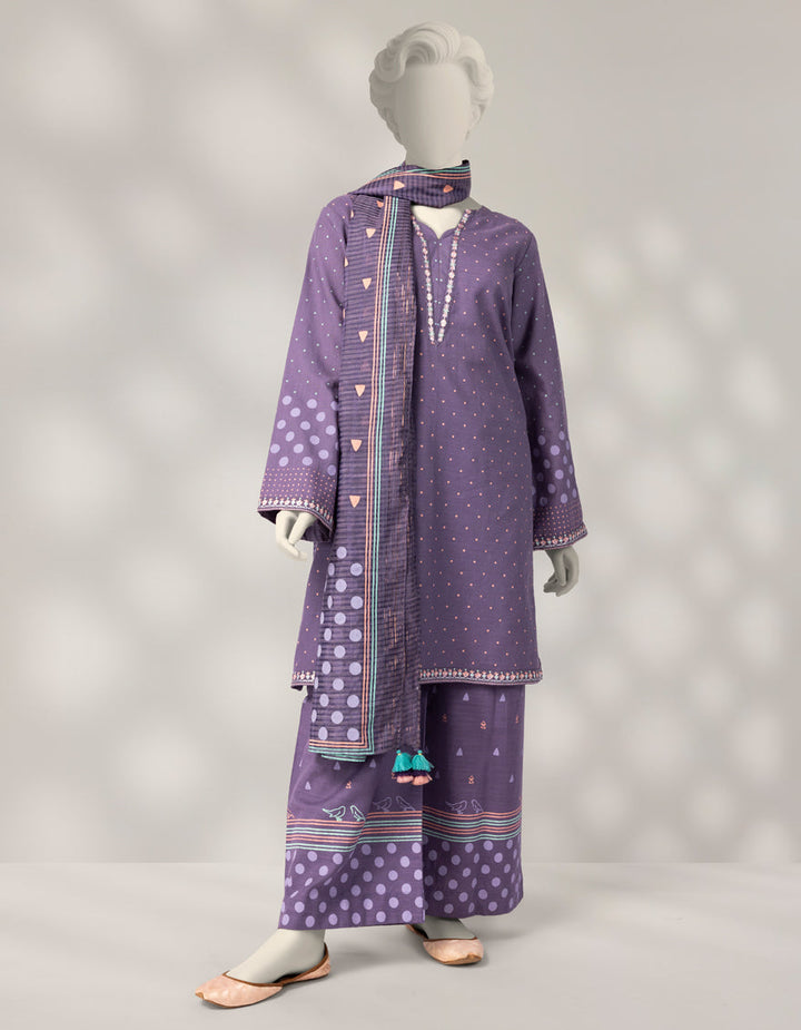 Khaddar Slub Purple Stitched Suit - J. Junaid Jamshed