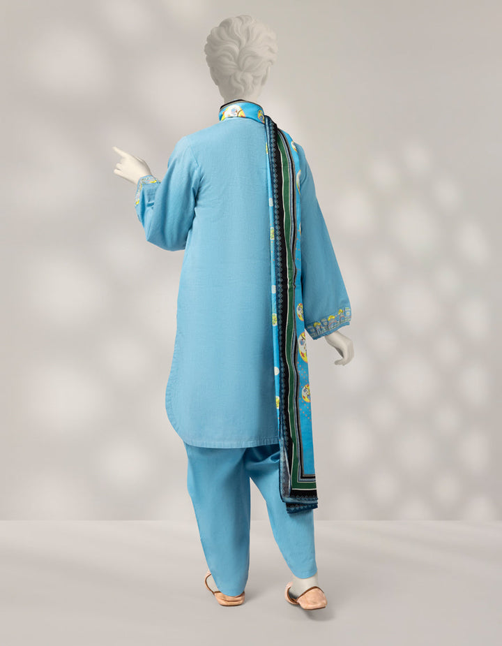 Cambric Blue Stitched Suit - J. Junaid Jamshed