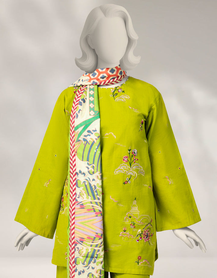 Cambric Green Stitched Suit - J. Junaid Jamshed