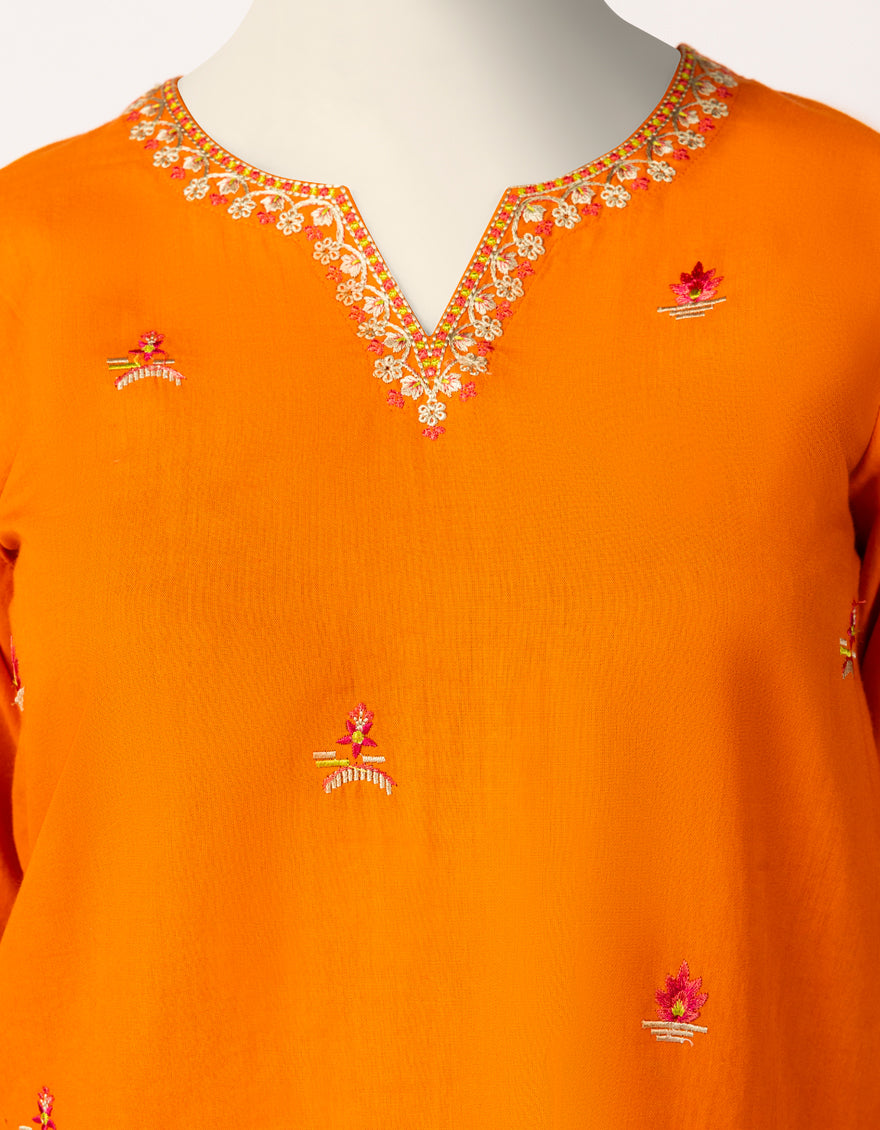 Cambric Orange Stitched Suit - J. Junaid Jamshed