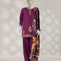 Cambric Purple Stitched Suit - J. Junaid Jamshed