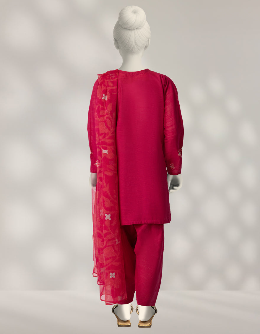 Light Khaddar Slub Pink Stitched Suit - J. Junaid Jamshed