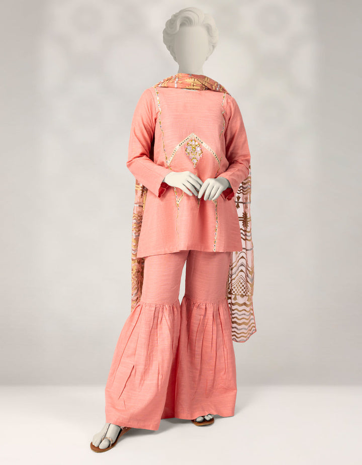 Light Khaddar Slub Pink Stitched Suit - J. Junaid Jamshed