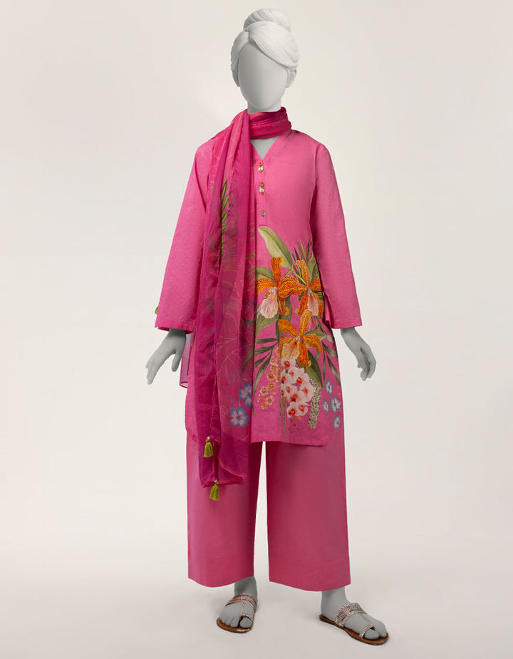 Dobby Pink Stitched Suit - J. Junaid Jamshed
