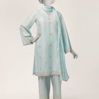 Lawn Blue Stitched Suit - J. Junaid Jamshed