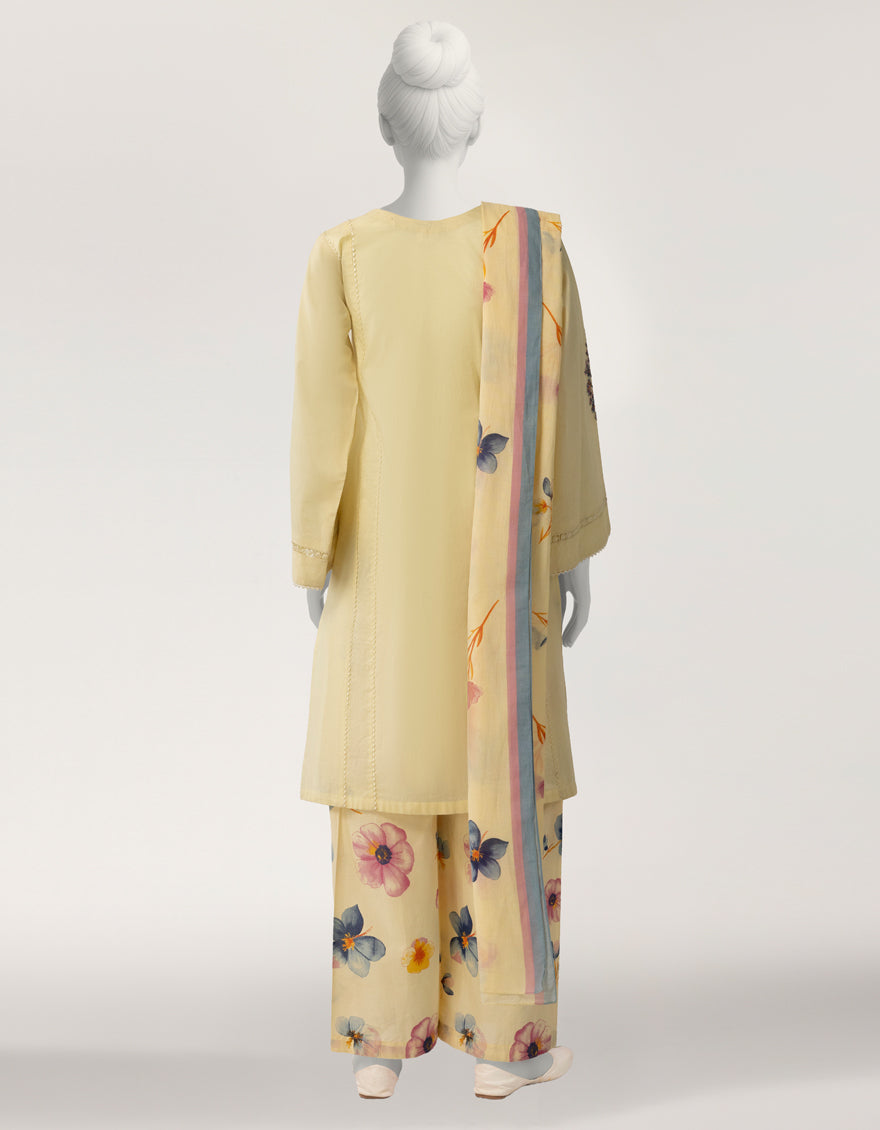 Lawn Yellow Stitched Suit - J. Junaid Jamshed