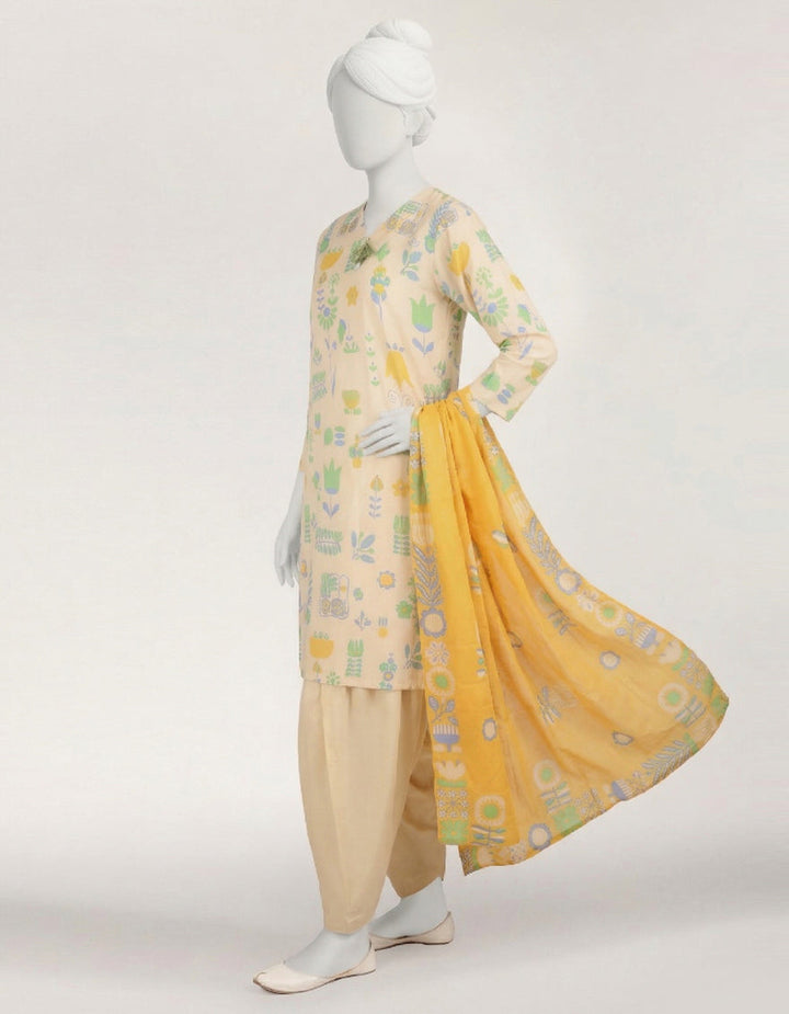 Lawn Multicolor Stitched Suit - J. Junaid Jamshed