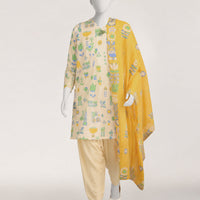 Lawn Multicolor Stitched Suit - J. Junaid Jamshed