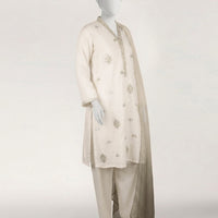 Lawn White Stitched Suit - J. Junaid Jamshed