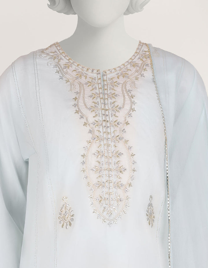 Lawn Sky Blue Stitched Suit - J. Junaid Jamshed