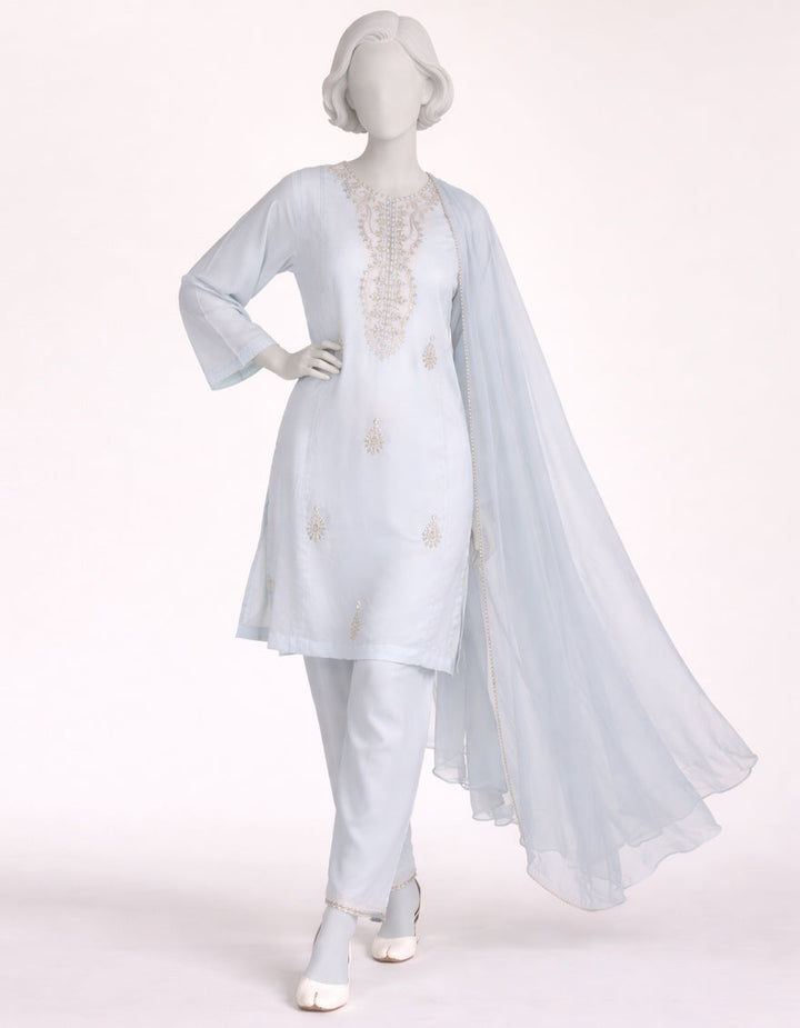 Lawn Sky Blue Stitched Suit - J. Junaid Jamshed
