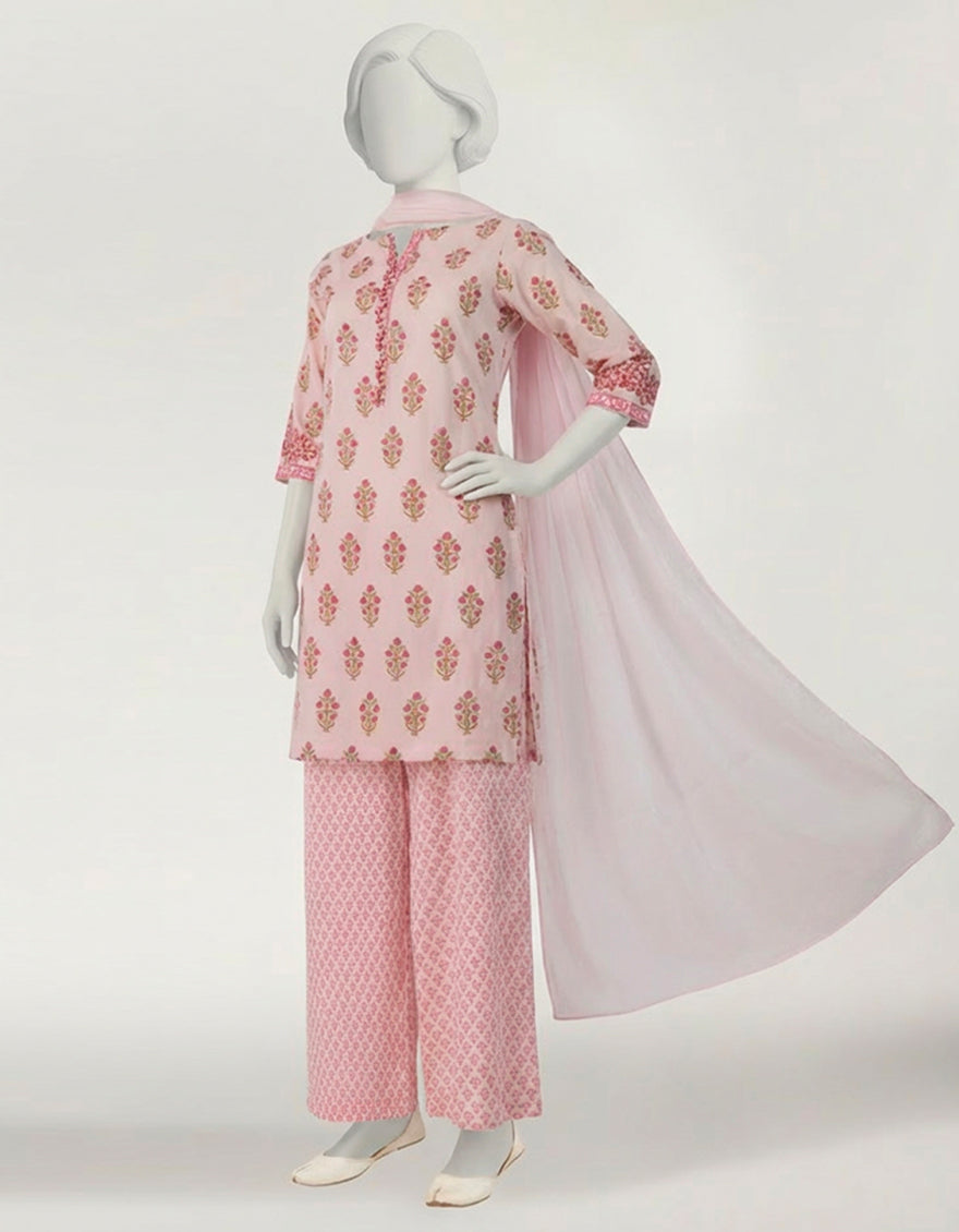 Lawn Pink Stitched Suit - J. Junaid Jamshed