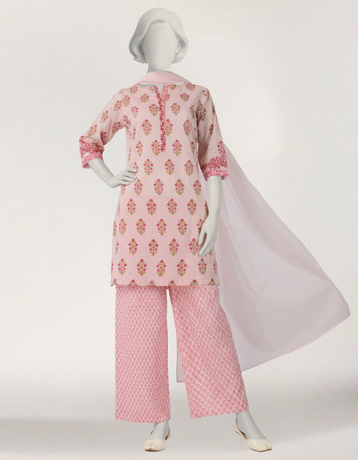 Lawn Pink Stitched Suit - J. Junaid Jamshed
