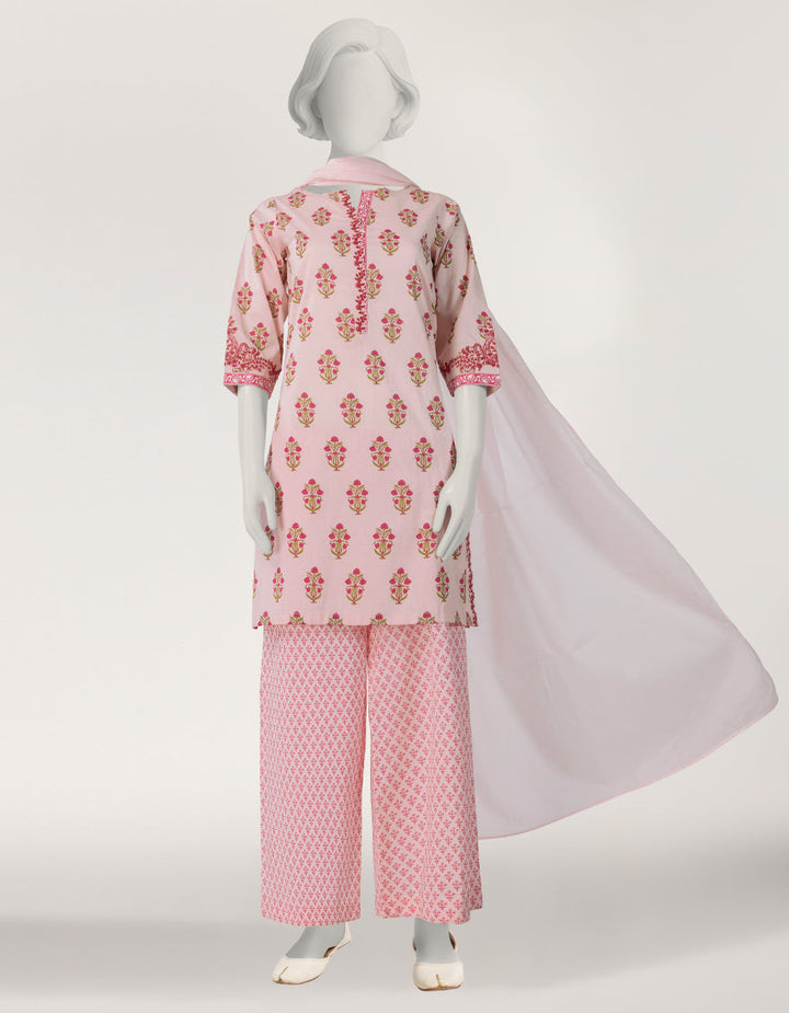 Lawn Pink Stitched Suit - J. Junaid Jamshed