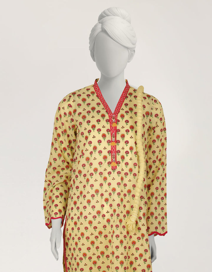 Lawn Yellow Stitched Suit - J. Junaid Jamshed