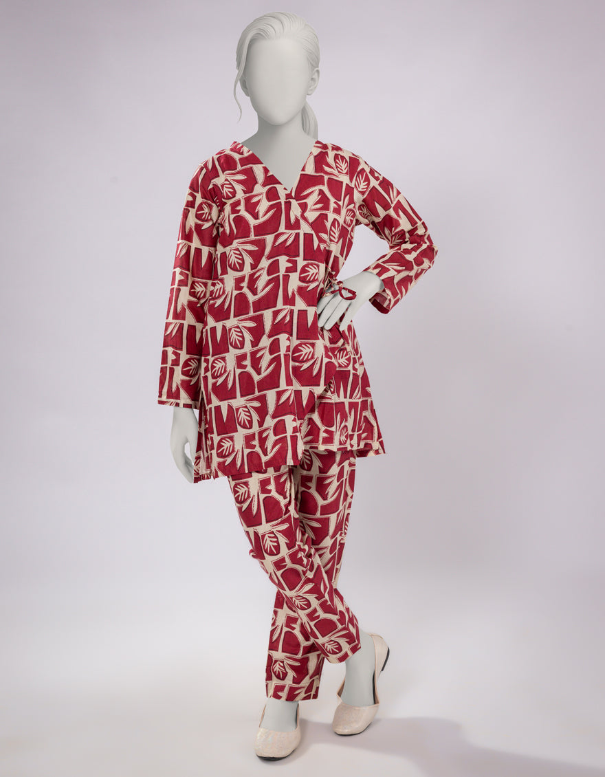 Lawn Red Kurti - J. Junaid Jamshed